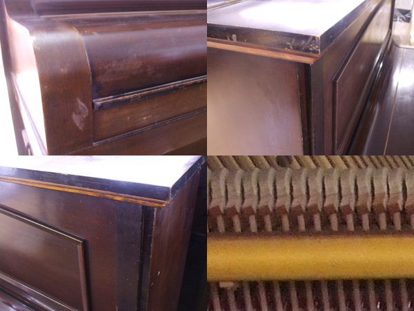 Broadwood upright piano details - unrestored